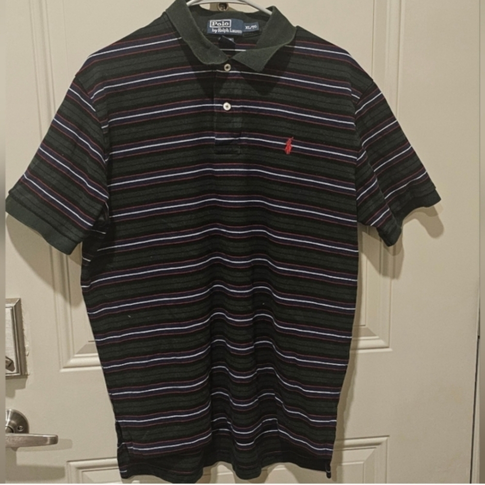 Ralph Lauren Black Polo with Multicolor Stripes